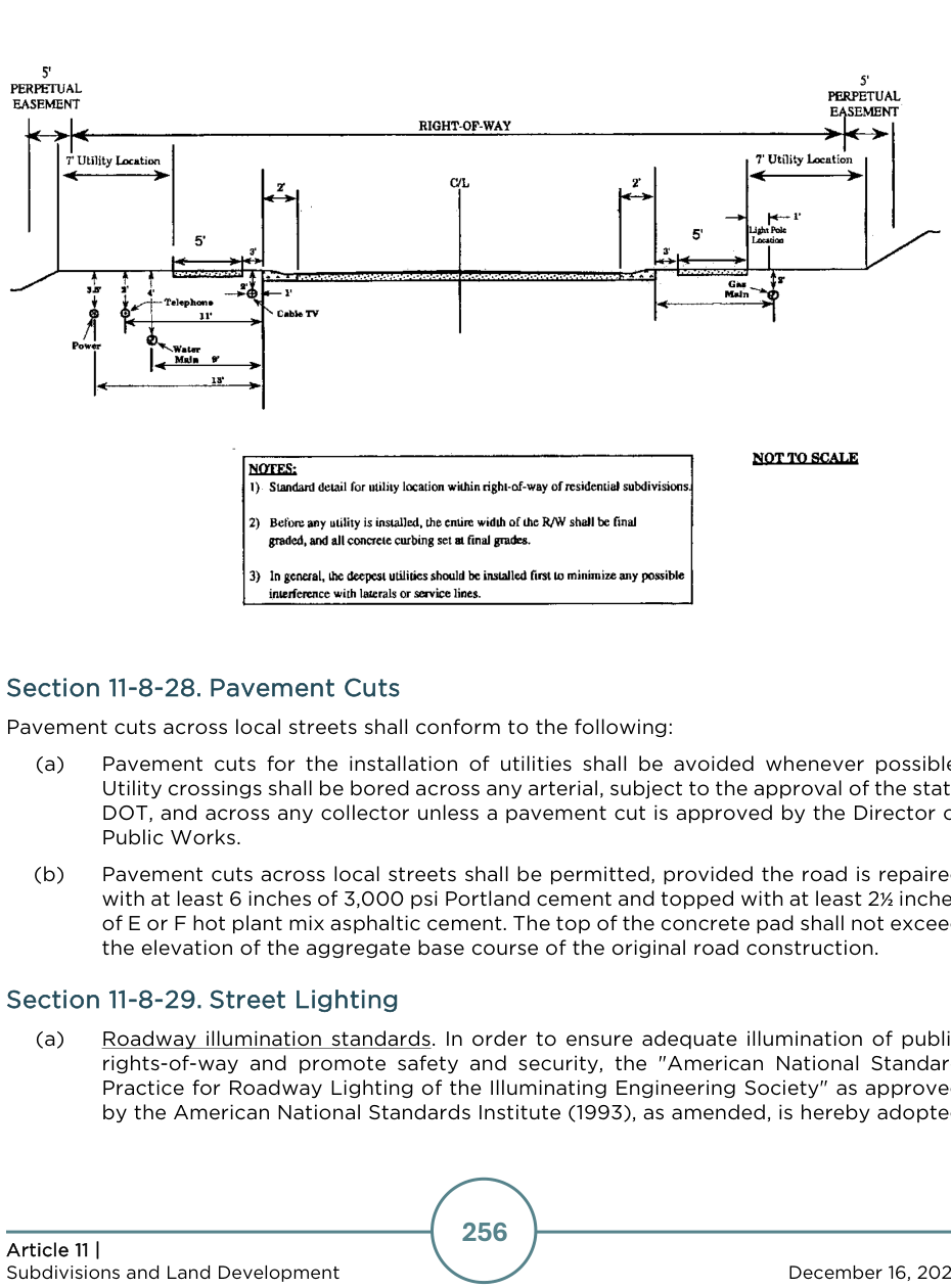 Figure 11-2: Typical Street Section B, Location of Utilities